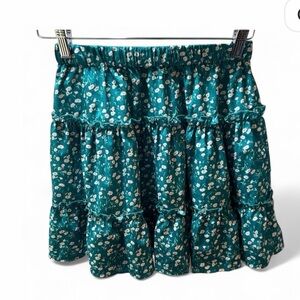 Shein XS Floral Teal Skirt